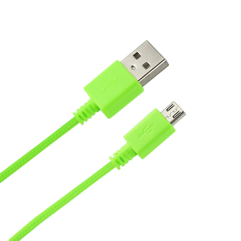 Data Cable USB Micro Braided 3.3 Feet Green Color