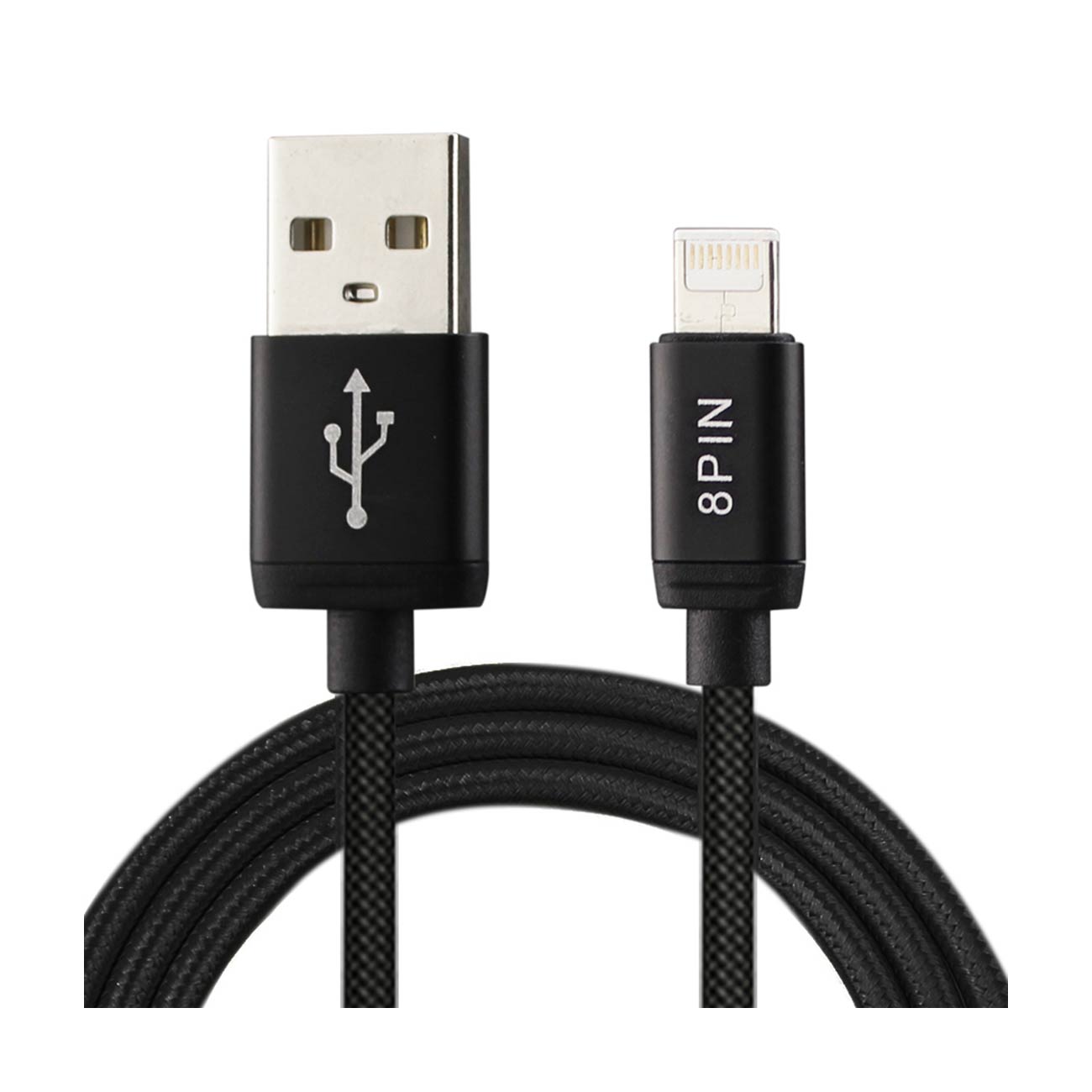 Cable USB Micro 8-PIN Reversible 2-In-1 Nylon Braided 3.3Ft Black Color