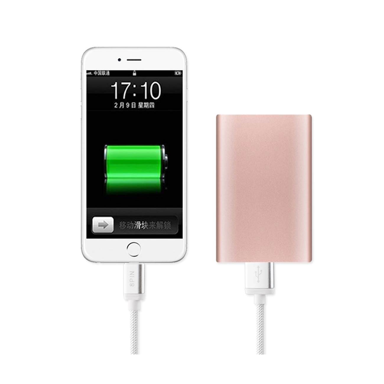 Cable USB Micro Reversible 8-PIN 2-In-1 Reiko Nylon Braided 3.3Ft White Color