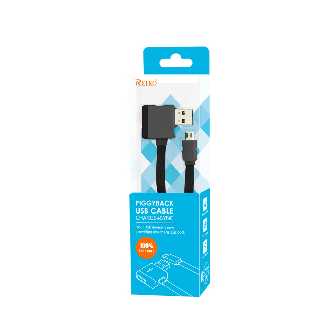 Cable USB Micro Piggyback Flat Liberator 3.2Ft Black Color