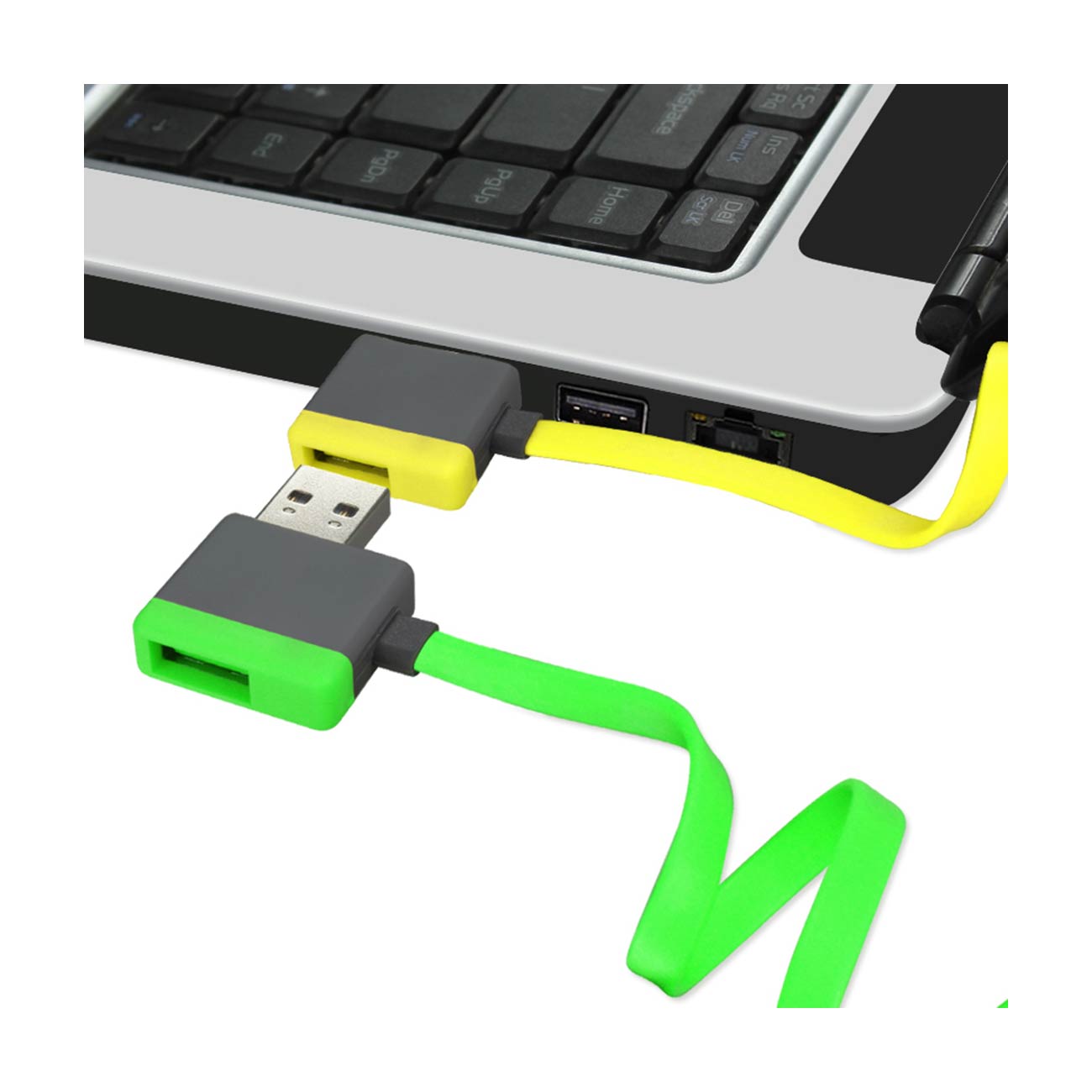 Cable USB Micro Piggyback Flat Liberator 3.2Ft Yellow Color