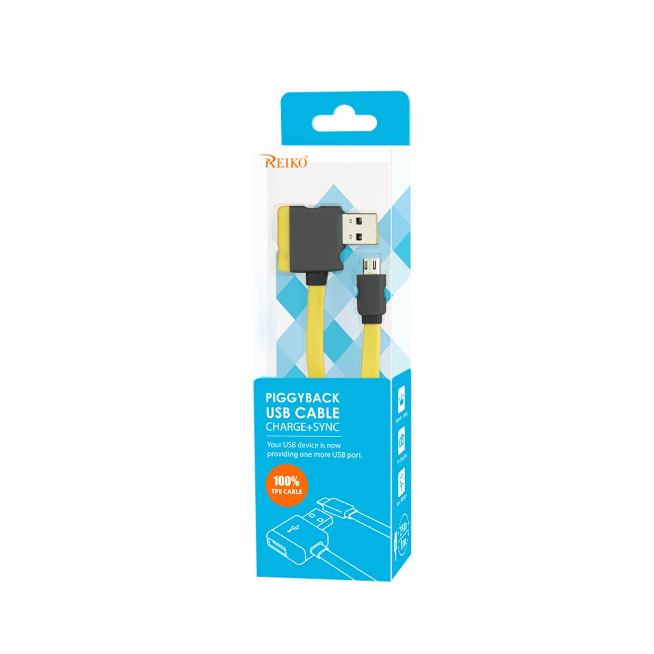 Cable USB Micro Piggyback Flat Liberator 3.2Ft Yellow Color