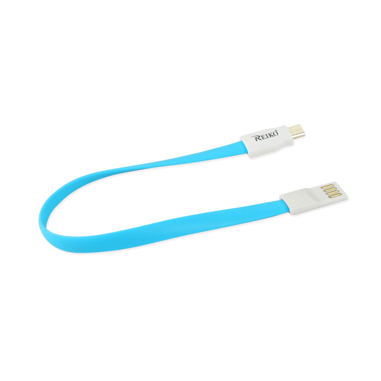 Data Cable USB Micro Flat Magnetic Gold Plated 0.7 Foot Blue Color