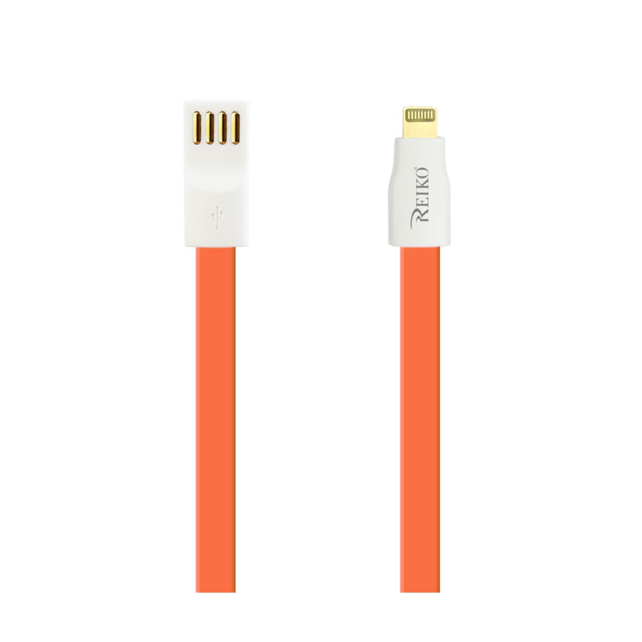 Data Cable USB Micro Flat Magnetic Gold Plated 0.7 Foot Orange Color