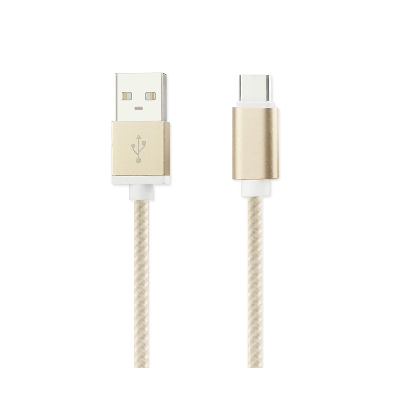 Data Cable USB 2.0 Micro Charging & Sync For Type C Device Nylon Braided 3.3Ft Gold Color