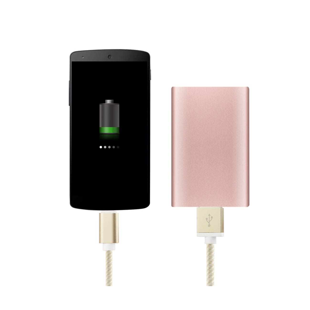 Data Cable USB 2.0 Micro Charging & Sync For Type C Device Nylon Braided 3.3Ft Gold Color