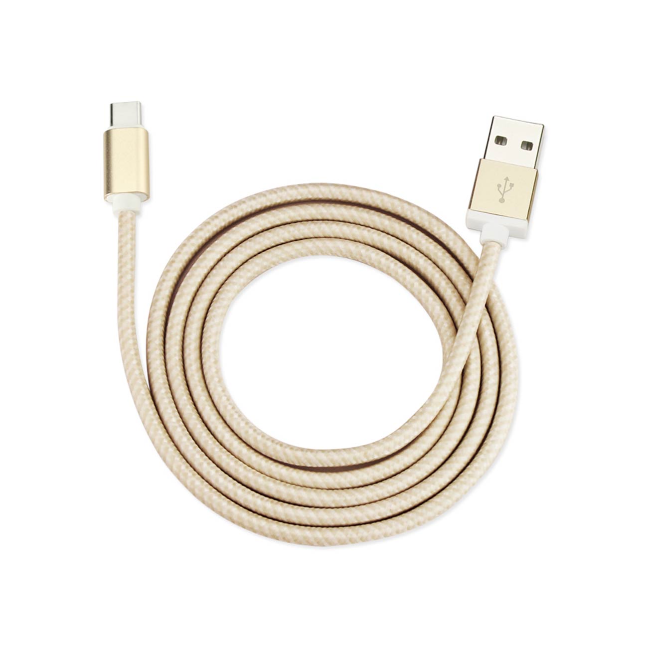 Data Cable USB 2.0 Micro Charging & Sync For Type C Device Nylon Braided 3.3Ft Gold Color