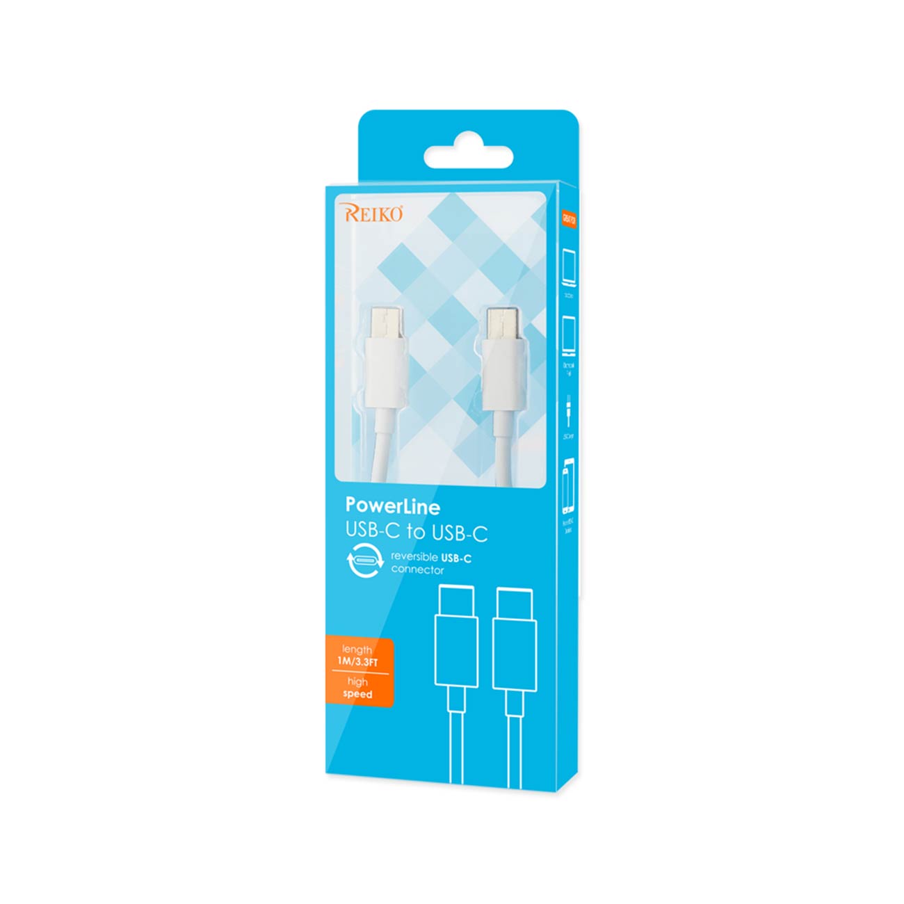 Data Cable USB C To Type C Charging And Sync 3.3Ft White Color