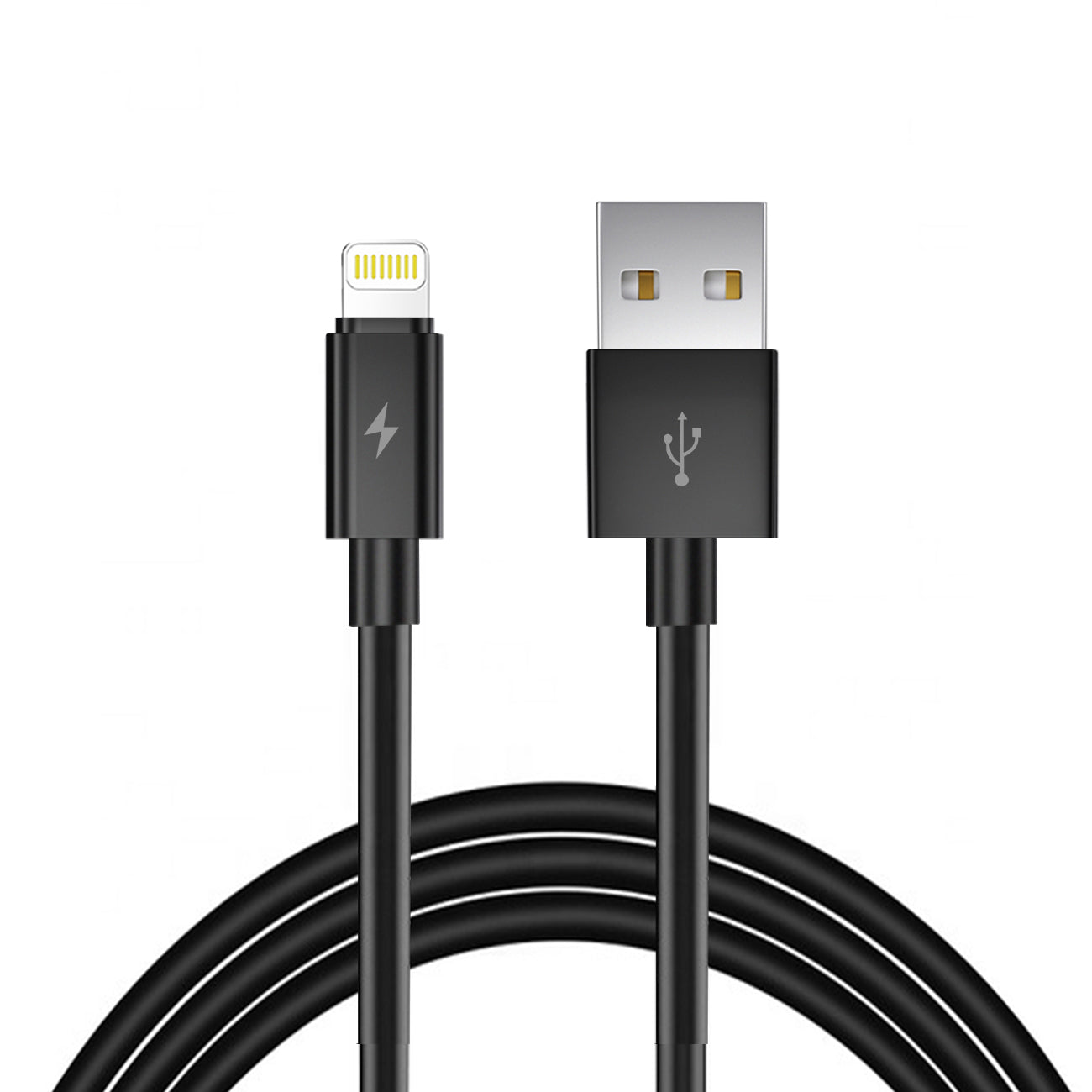 Data Cable USB 2.0 PVC Material 6 FT 8 Pin Simple Packaging Black Color