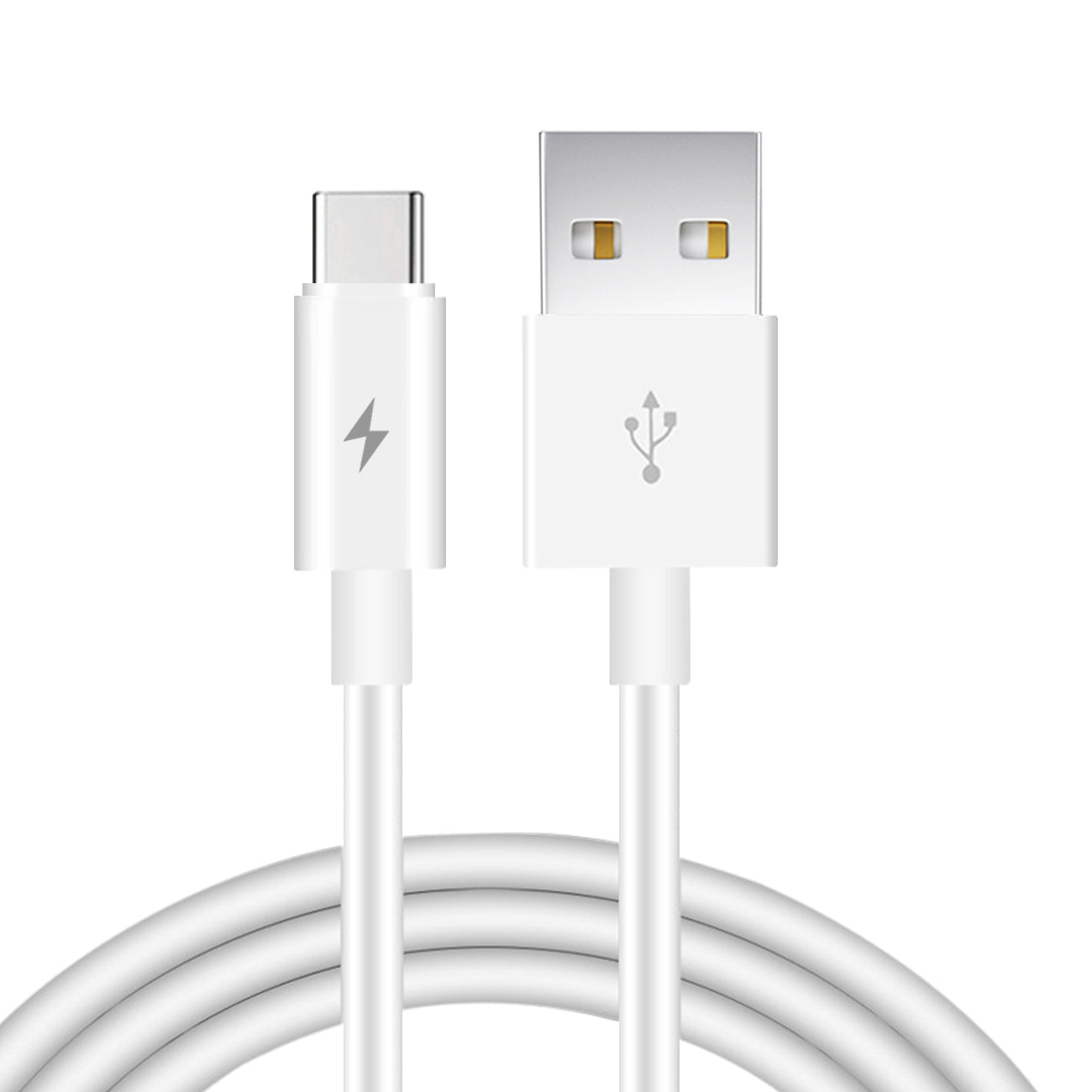 Data Cable USB 2.0 Type C PVC Material 6Ft Simple Packaging White Color