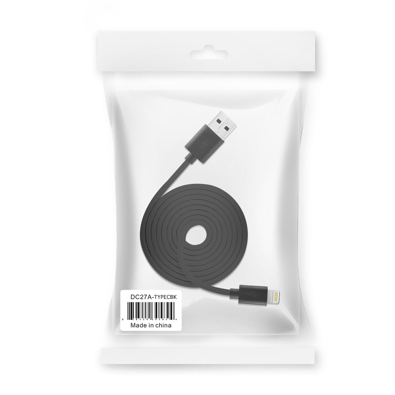 Data Cable USB 2.0 Type C PVC Material 3.3Ft Simple Packaging Black Color