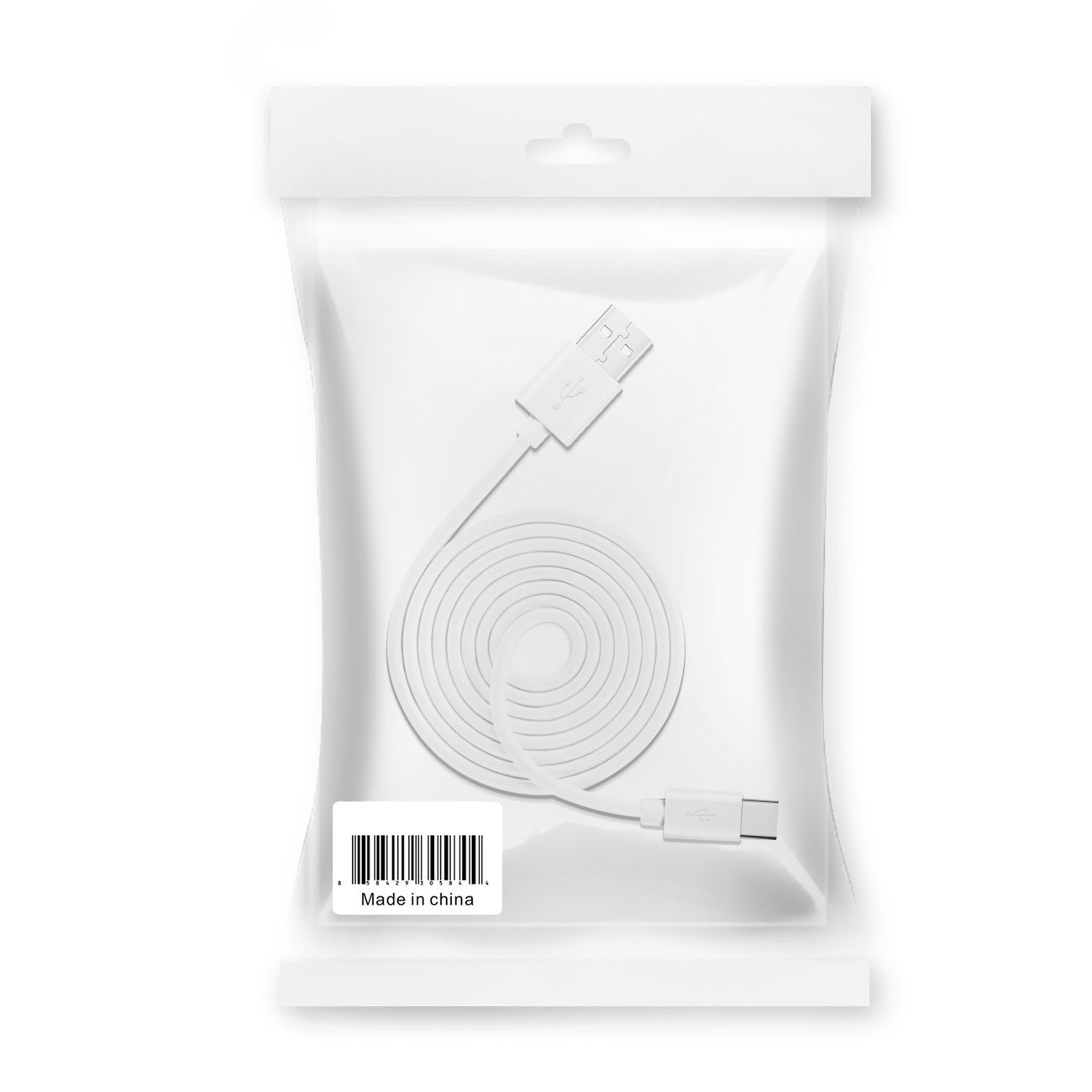 Data Cable USB 2.0 Type C PVC Material 3.3Ft Simple Packaging White Color