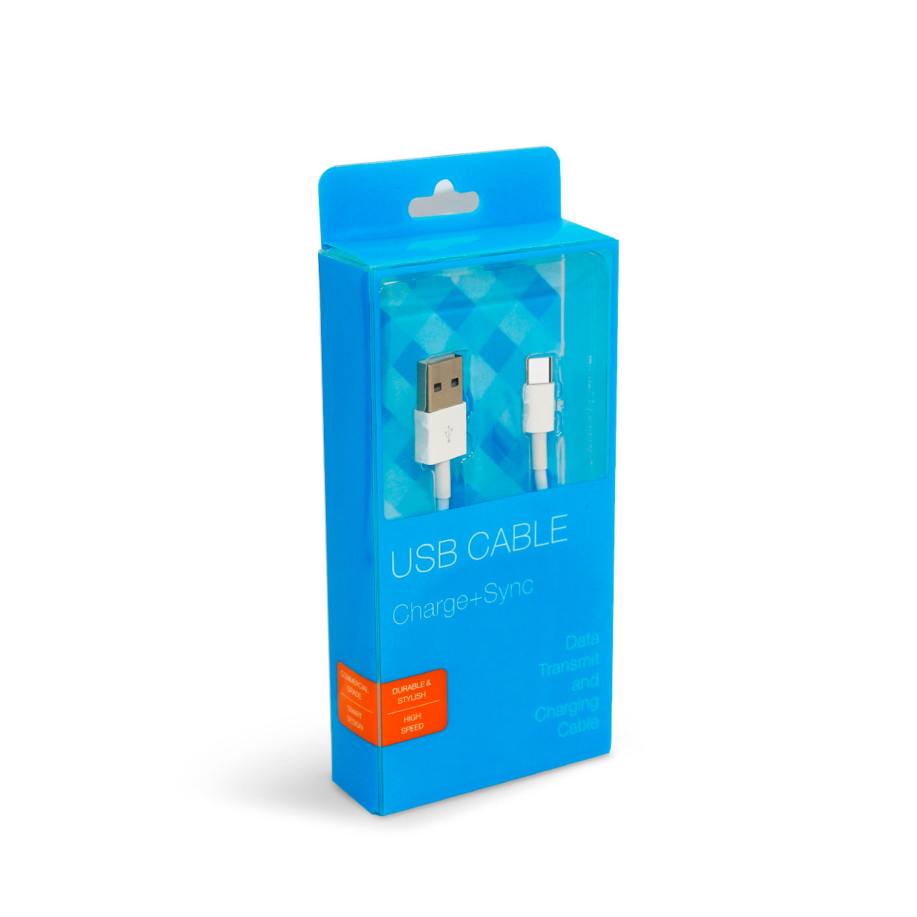 Data Cable USB 2.0 Type C PVC Material 3.3Ft Luxury Packaging White Color