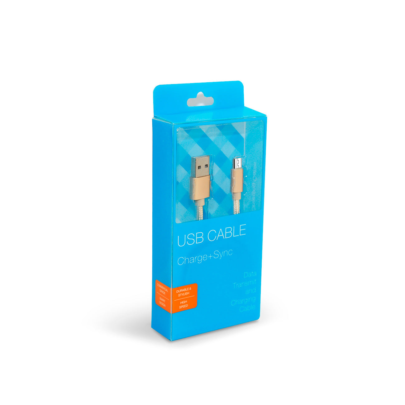 Data Cable Micro USB 2.0 Metal Connector Nylon Braided 3.3Ft Gold Color
