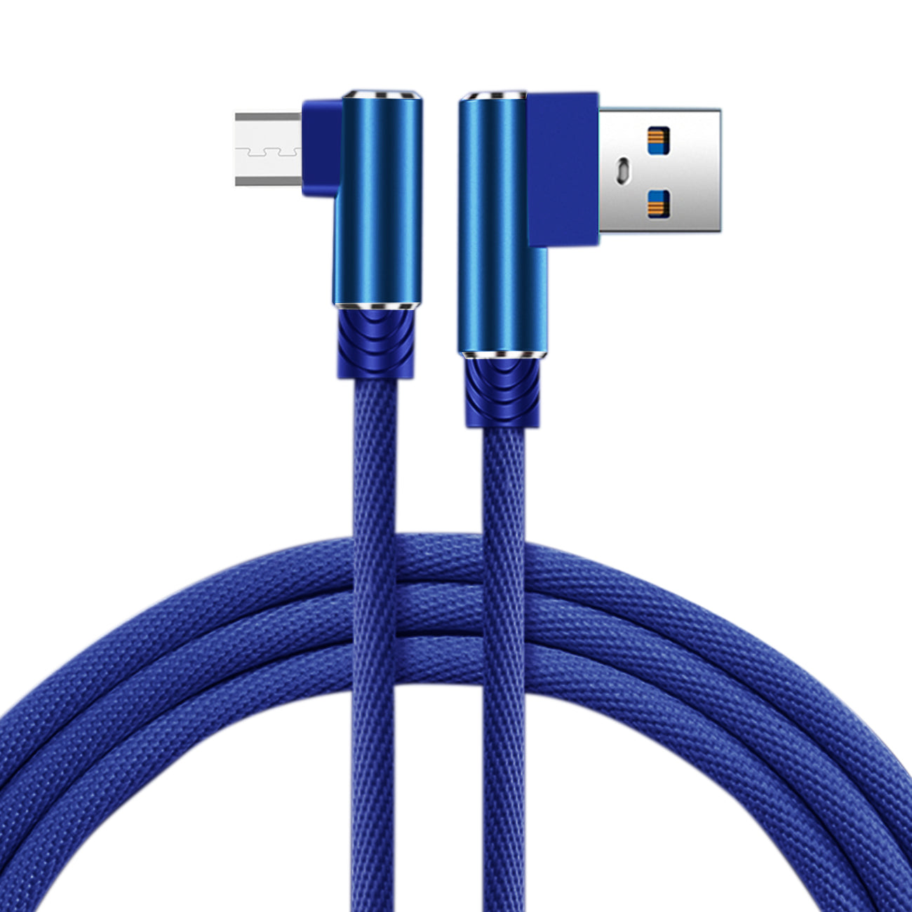 Data Cable Micro USB 2.0 Nylon Braided Material 3.3Ft Blue Color