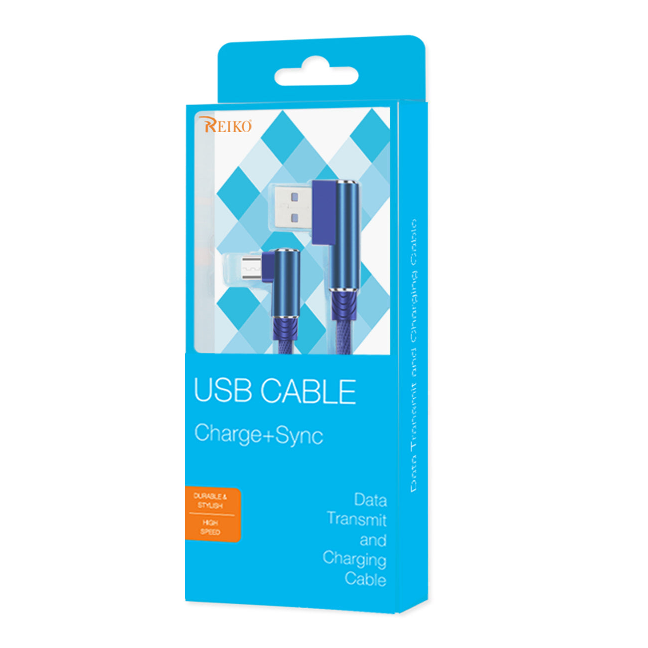 Data Cable Micro USB 2.0 Nylon Braided Material 3.3Ft Blue Color