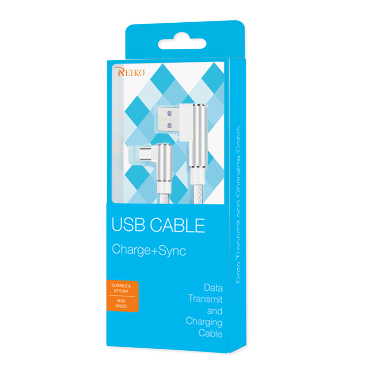 Data Cable Micro USB 2.0 Nylon Braided Material 3.3Ft White Color