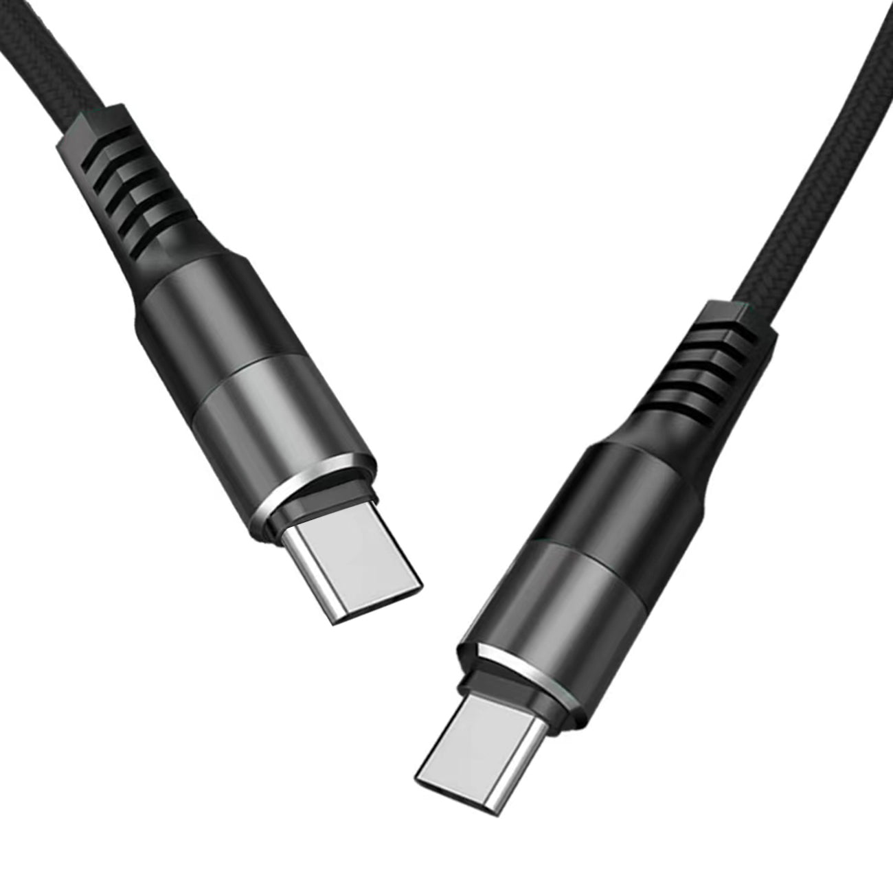 Cable USB-C to C Power Delivery Fast Charging & Sync Nylon Braided 5Ft Black Color