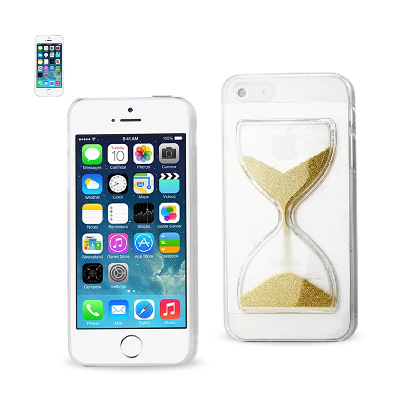 Case Sand Clock 3D iPhone SE/ 5S/ 5 Clear Gold Color