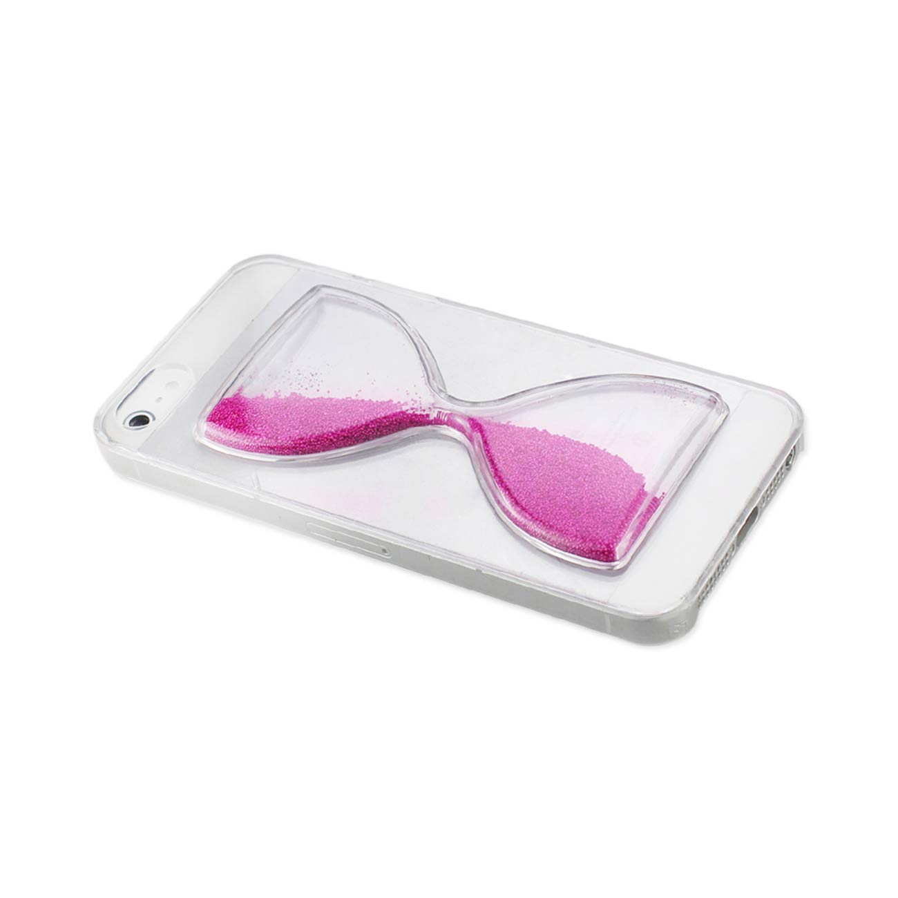 Case Sand Clock 3D iPhone SE/ 5S/ 5 Clear Hot Pink Color