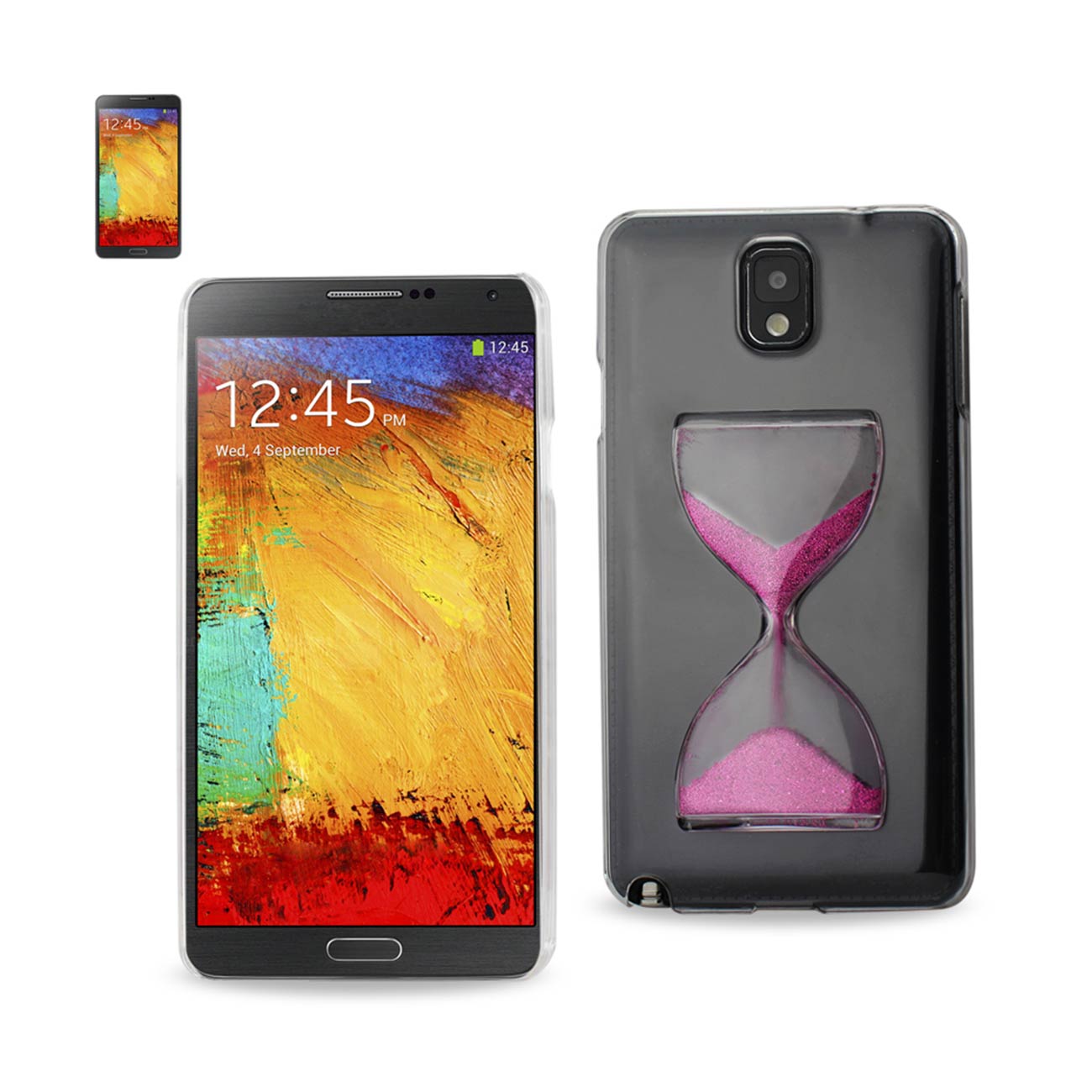 Samsung Galaxy Note 3 3D Sand Clock Clear Case In Hot Pink