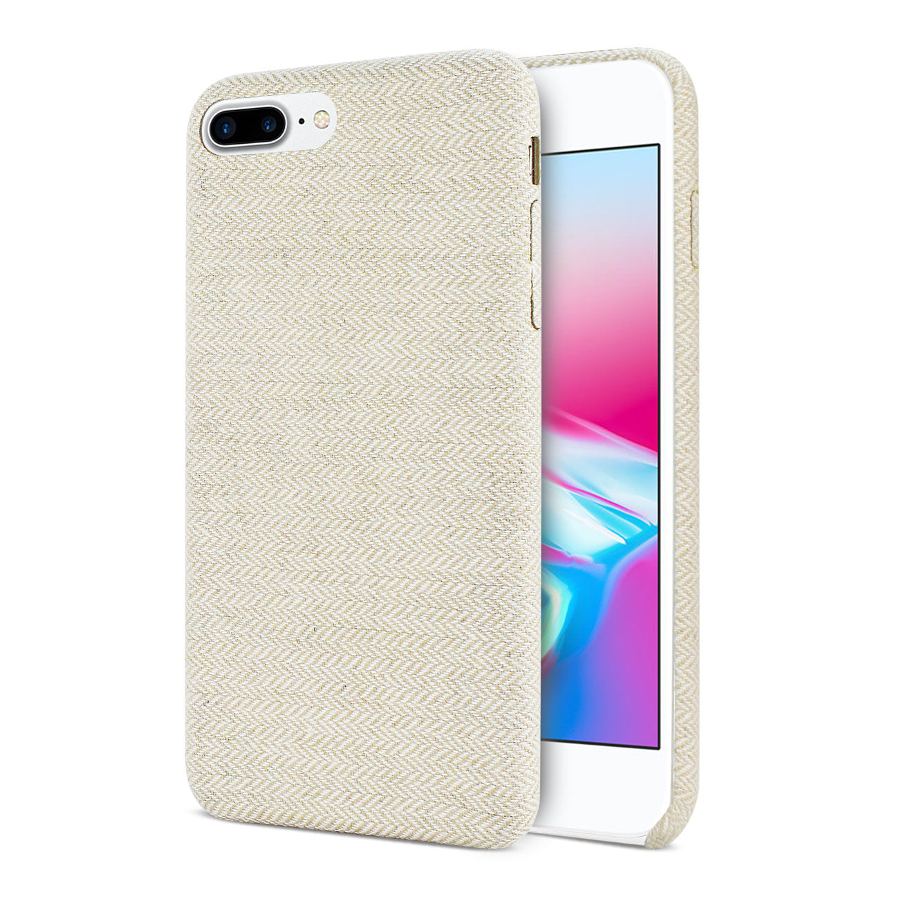 Case Herringbone Fabric iPhone 8 Plus Beige Color