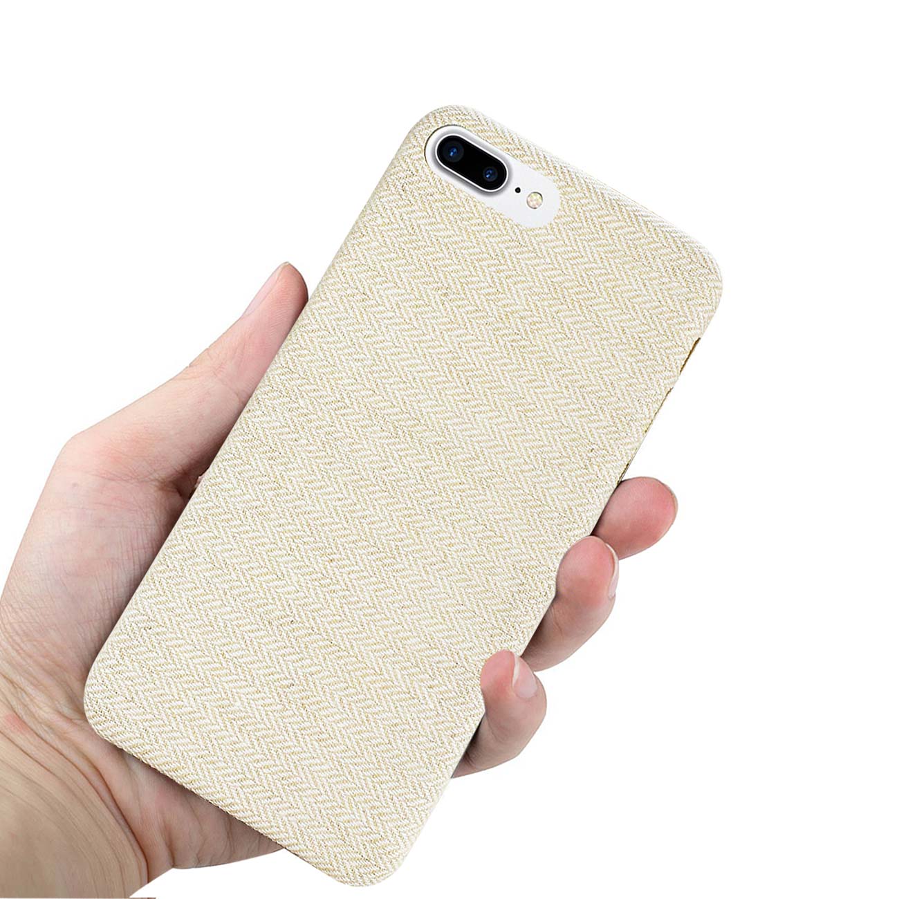 Case Herringbone Fabric iPhone 8 Plus Beige Color
