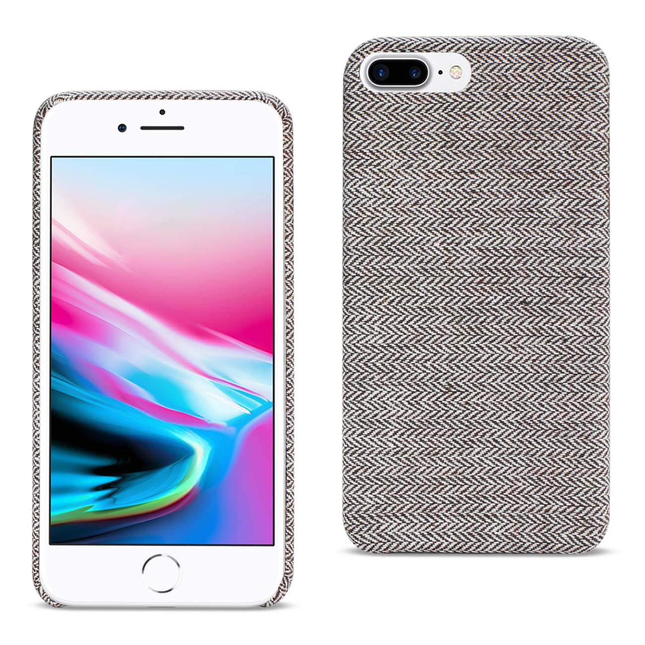 Case Herringbone Fabric iPhone 8 Plus Dark Gray Color