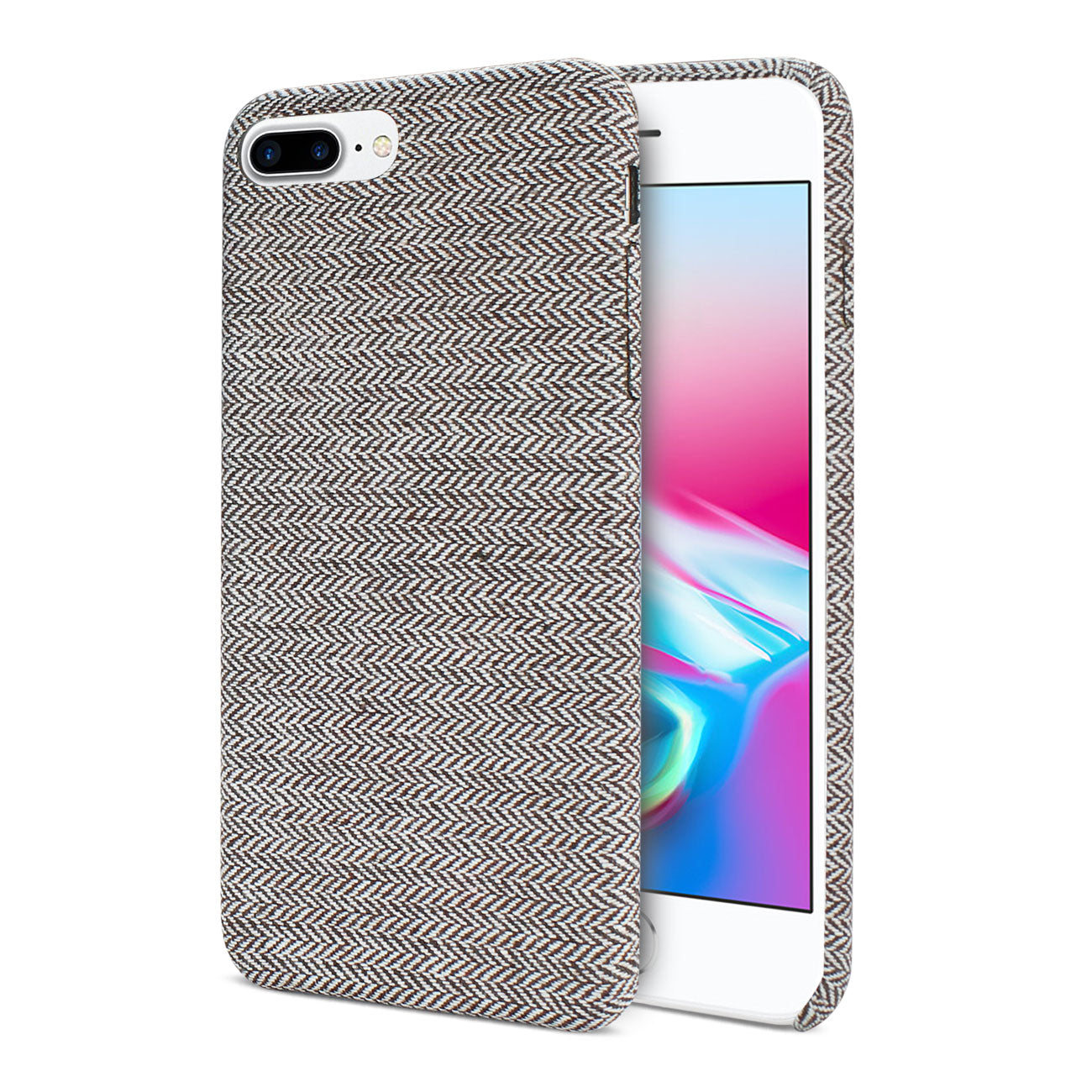 Case Herringbone Fabric iPhone 8 Plus Dark Gray Color