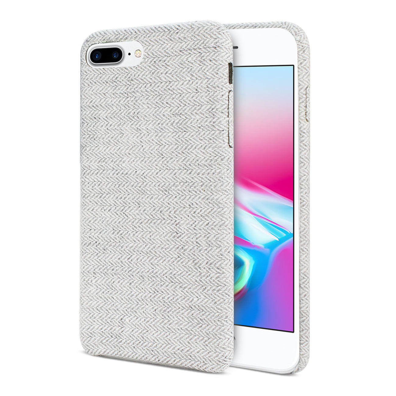Case Herringbone Fabric iPhone 8 Plus Light Gray Color