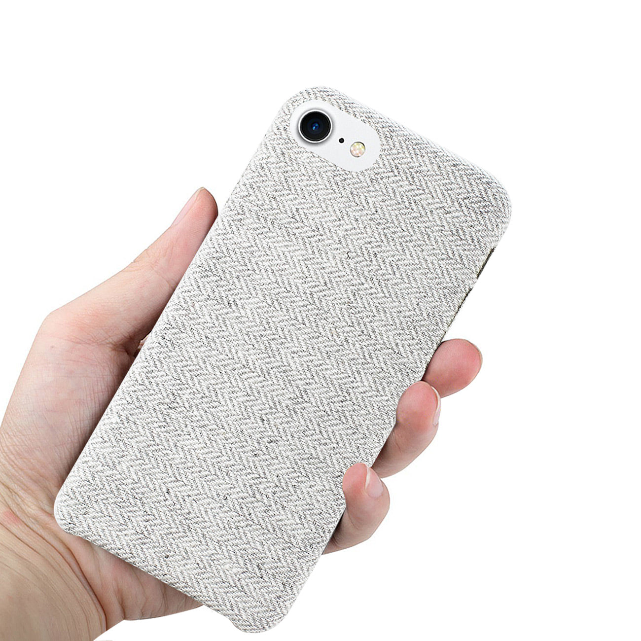 Case Herringbone Fabric iPhone 7/ 8/ SE2 Light Gray Color