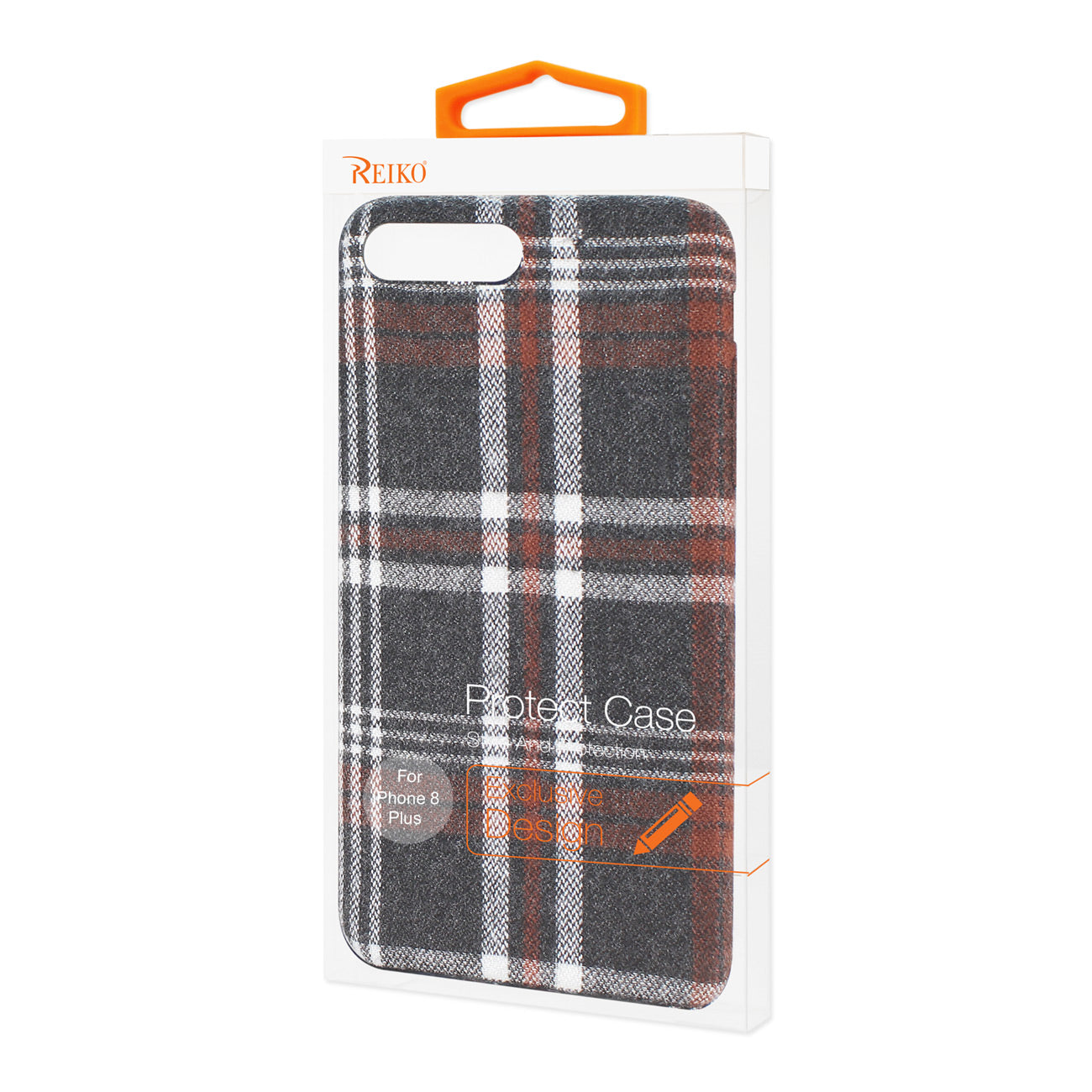 Case Checked Fabric iPhone 8 Plus Brown Color