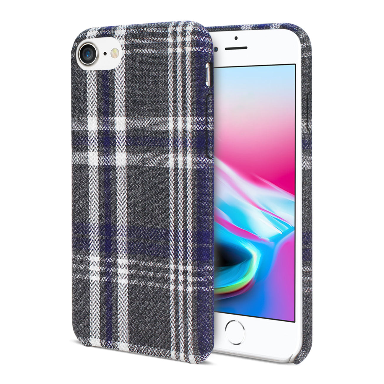 Case Checked Fabric iPhone 7/ 8/ SE2 Black Color