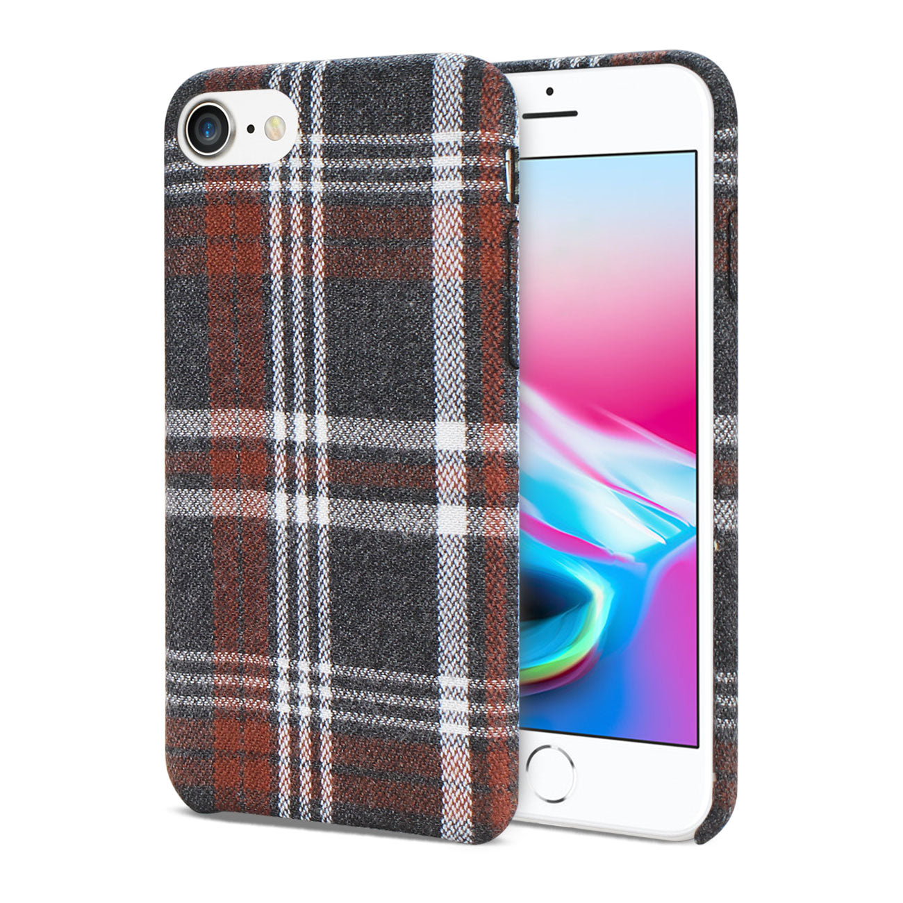 Case Checked Fabric iPhone 7/ 8/ SE2 Brown Color