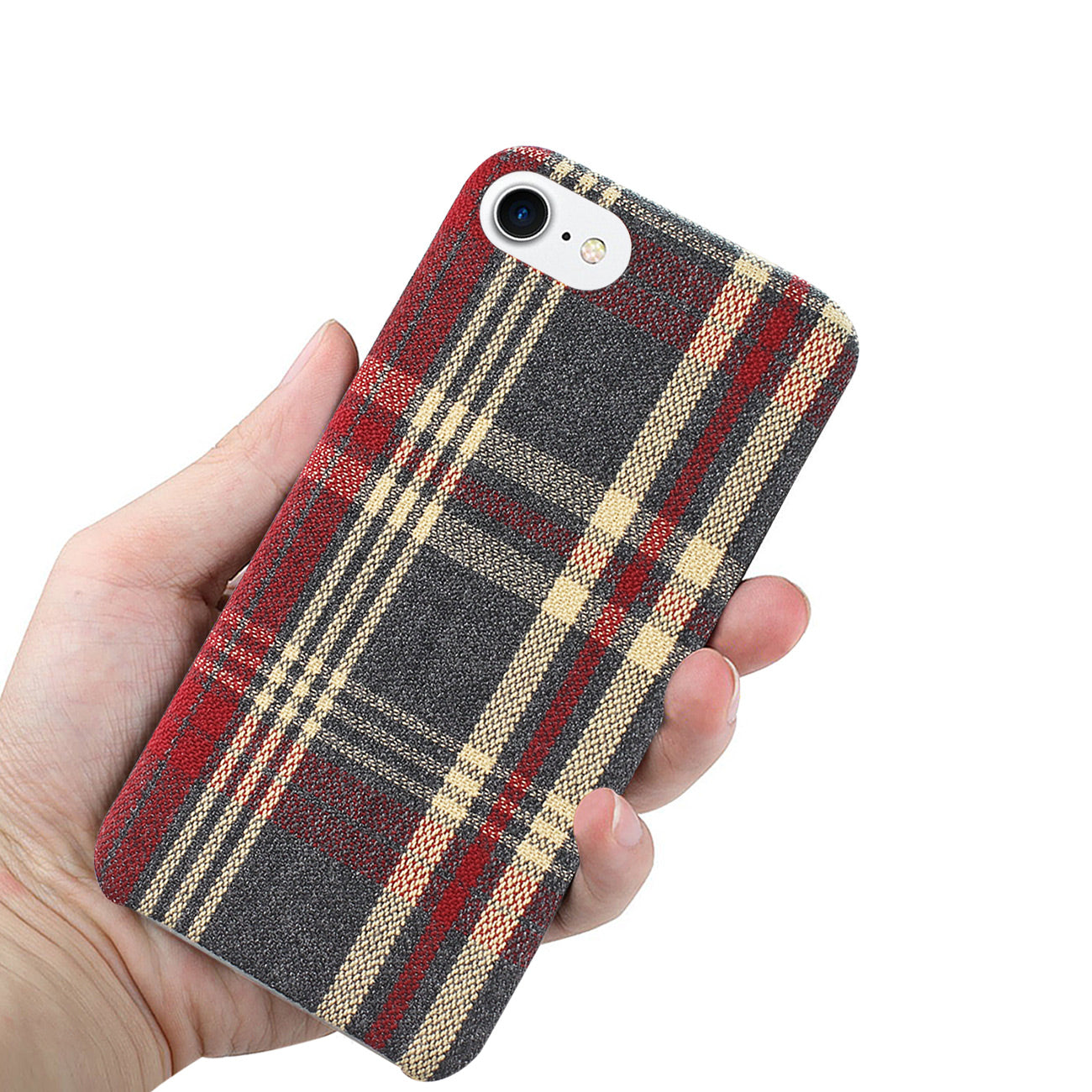 Case Checked Fabric iPhone 7/ 8/ SE2 Red Color
