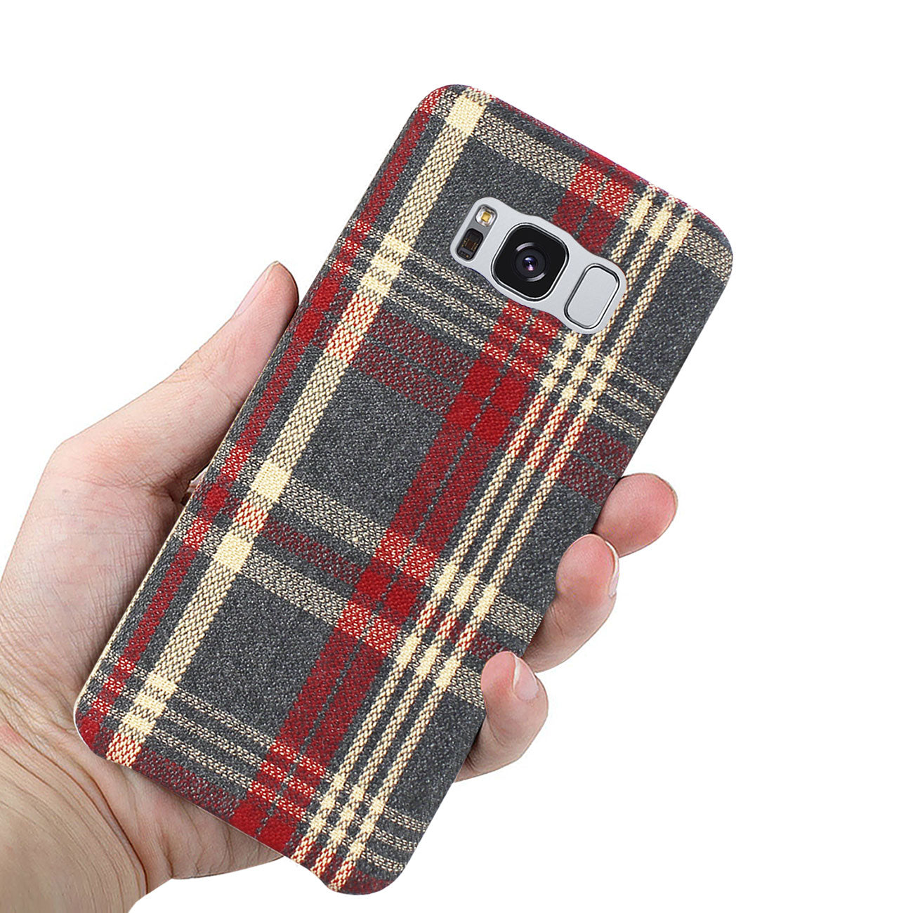 Case Checked Fabric Samsung Galaxy S8 Edge/S8 Plus Red Color