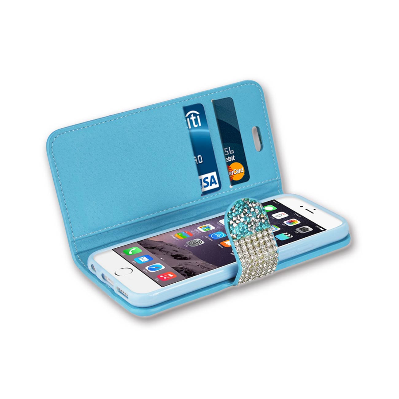 Wallet Case Diamond Rhinestone iPhone 6 Purple Color