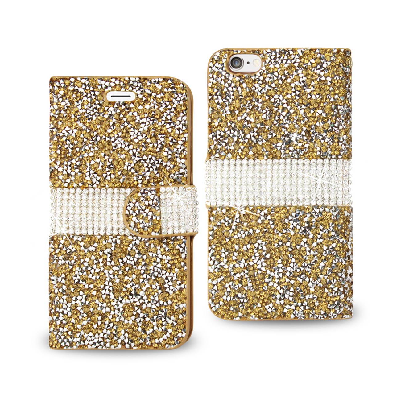 Wallet Case Diamond Rhinestone iPhone 6 Gold Color
