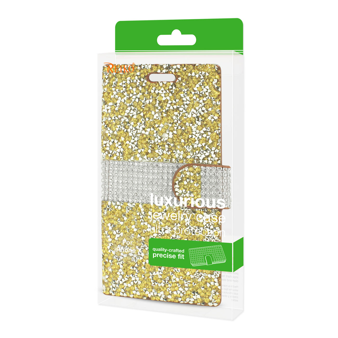 Wallet Case Diamond Rhinestone iPhone X/ iPhone XS Gold Color