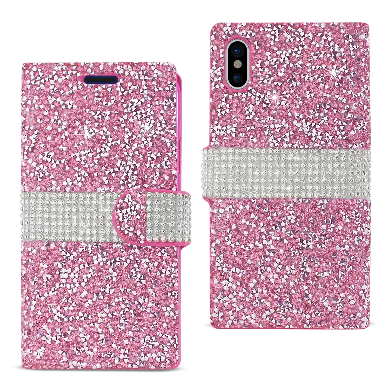 Wallet Case Diamond Rhinestone iPhone X/ iPhone XS Pink Color