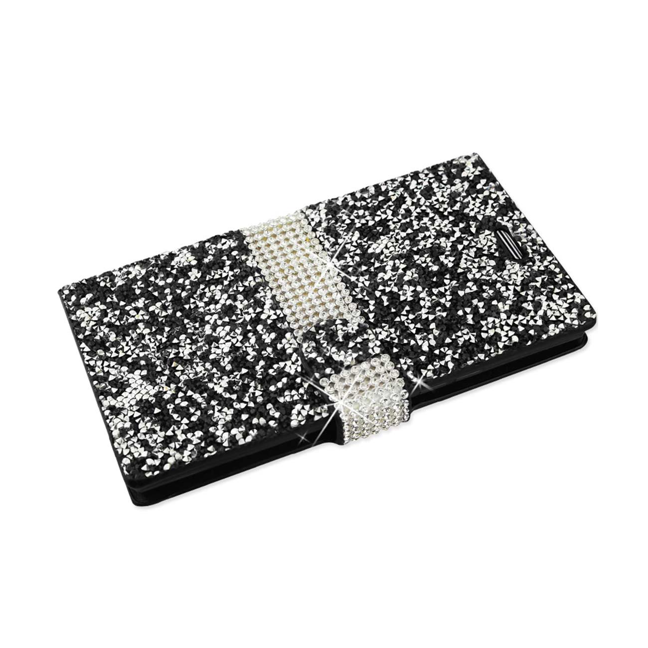 Wallet Case Diamond Rhinestone Kyocera Hydro View Black Color