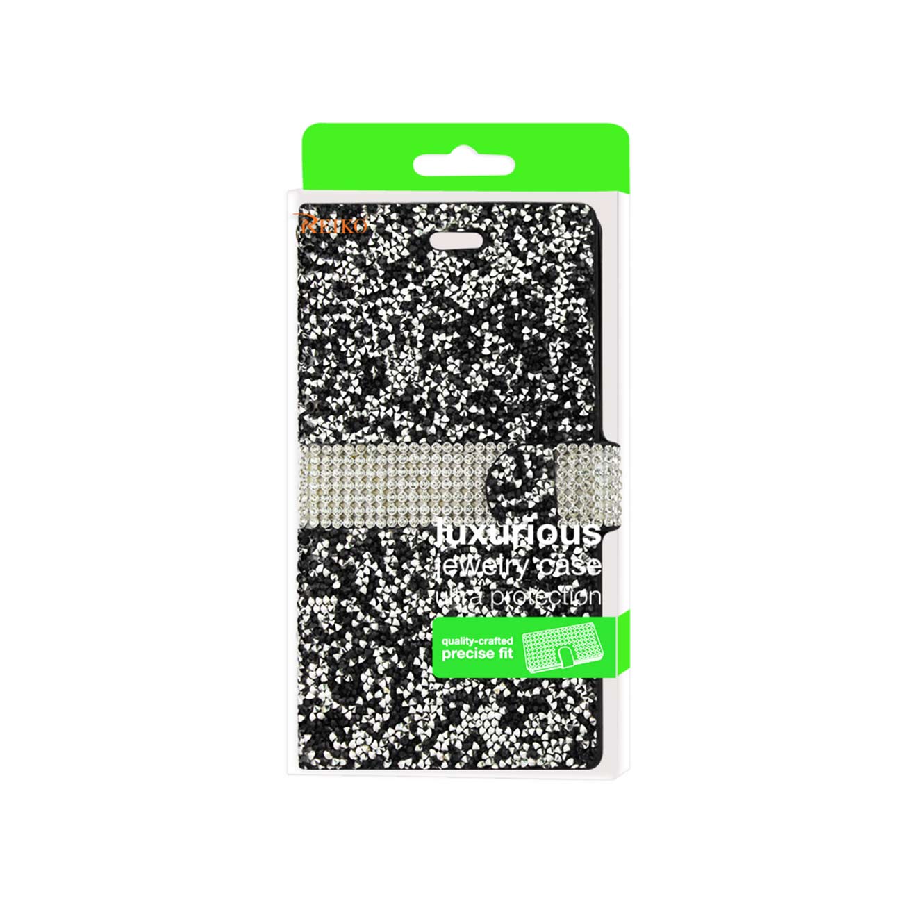 Wallet Case Diamond Rhinestone Kyocera Hydro View Black Color