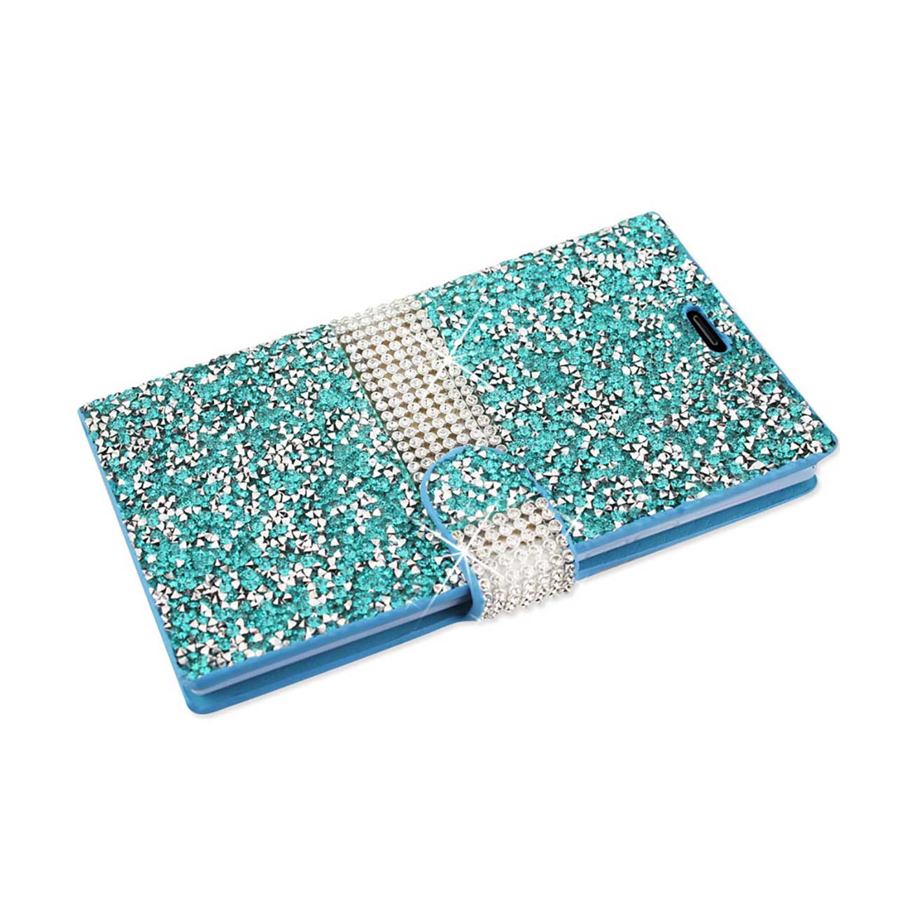 Wallet Case Diamond Rhinestone Kyocera Hydro View Blue Color
