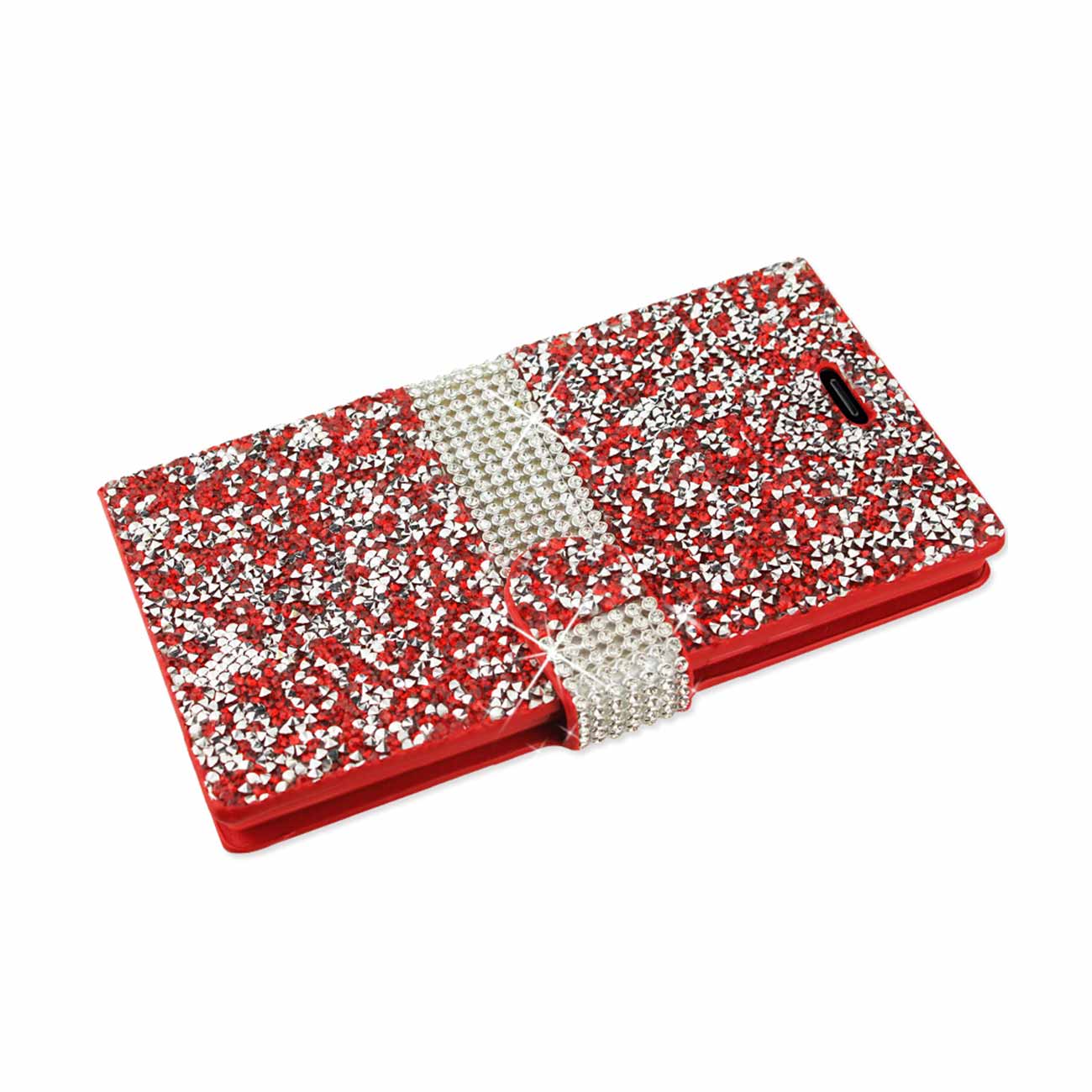 Wallet Case Diamond Rhinestone Kyocera Hydro View Red Color