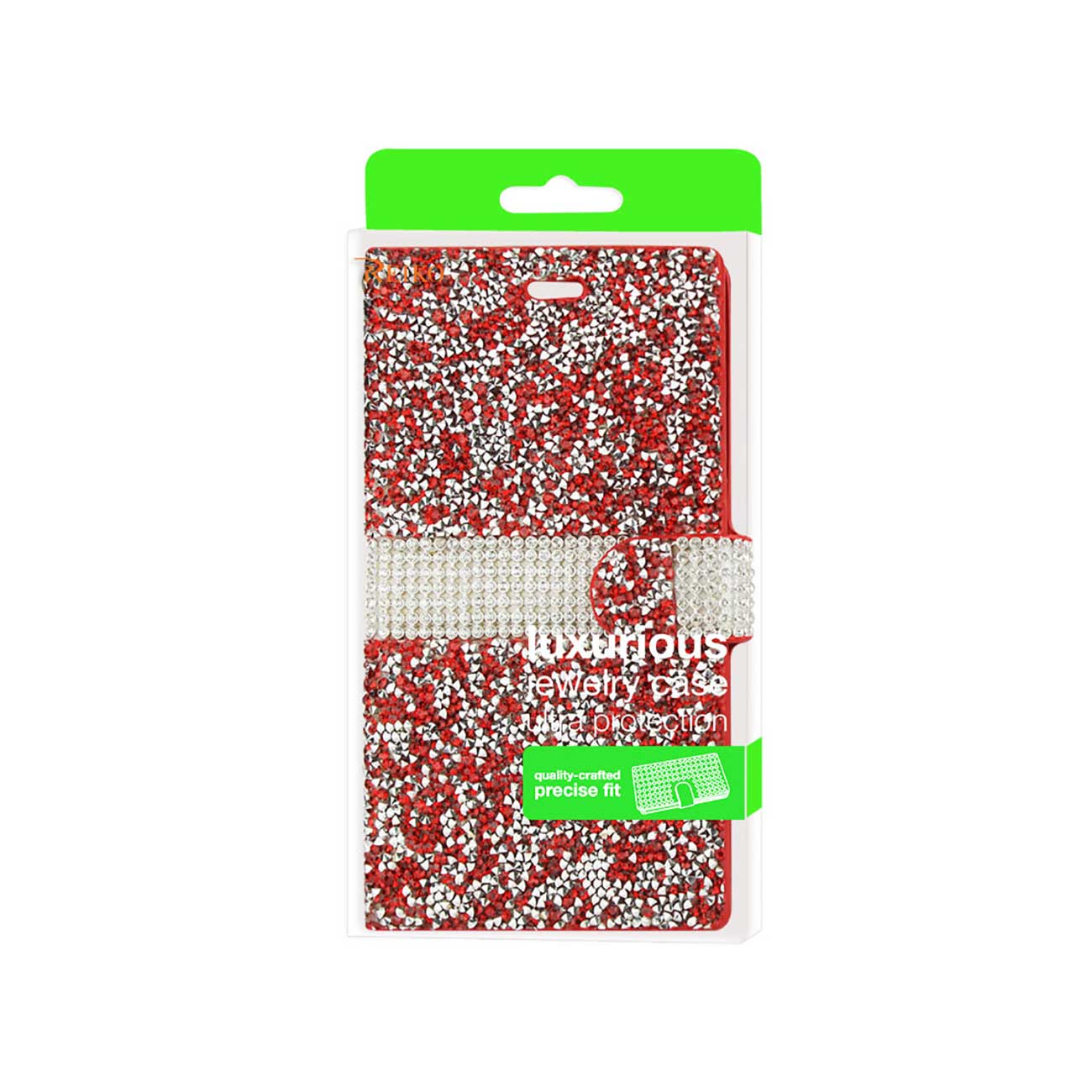Wallet Case Diamond Rhinestone Kyocera Hydro View Red Color