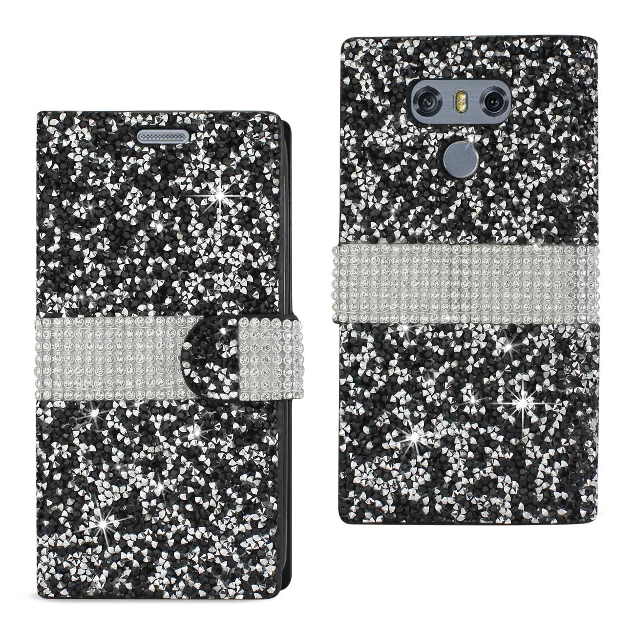 Wallet Case Diamond Rhinestone LG G6 Black Color