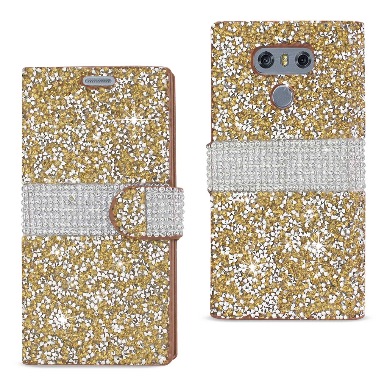 Wallet Case Diamond Rhinestone LG G6 Gold Color