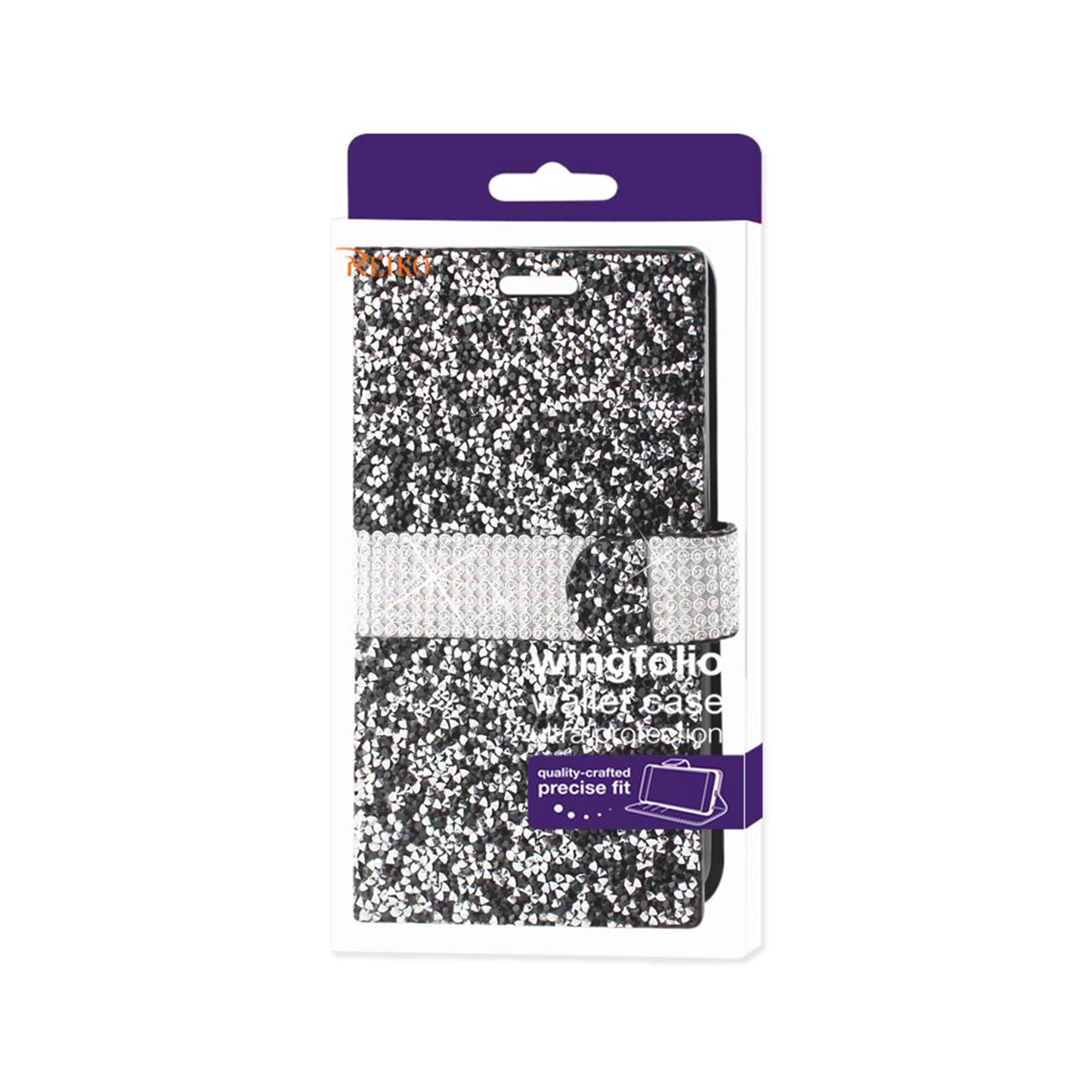 Wallet Case Diamond Rhinestone LG K10 Black Color
