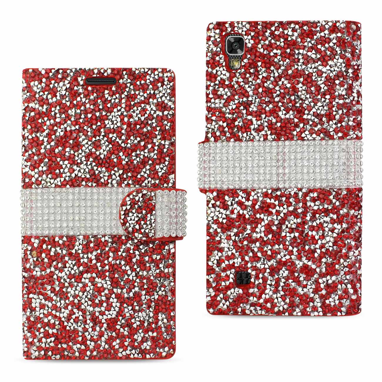 Wallet Case Diamond Rhinestone LG X Power/ K6 Red Color