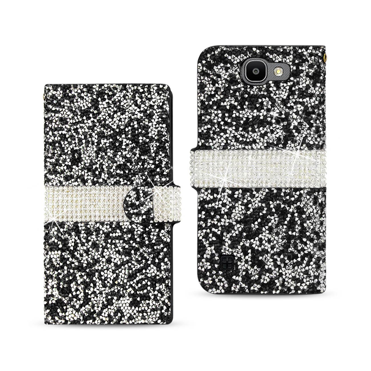 Wallet Case Diamond Rhinestone LG Spree Black Color